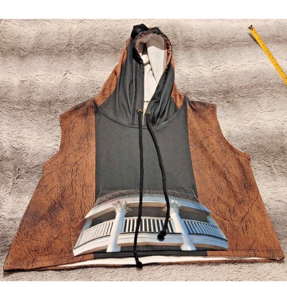 IPNG Women’s Size L/XL  8/10 . Art To Wear Sleeveless Hooded Pullover Shirt NEW